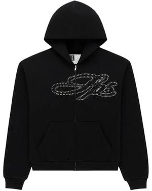 Sp5der Hoodie À Ornements Strassés - Black