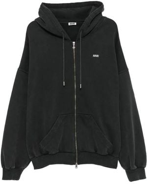 AVAVAV Logo-Embroidered Zip-Up Hoodie - Black