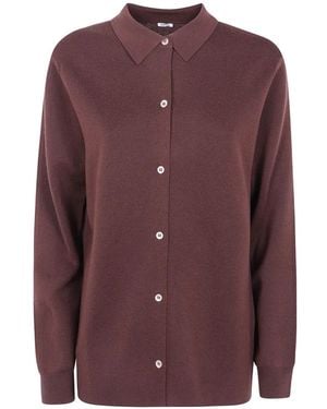 Aspesi Button-Up Collared Cardigan - Purple