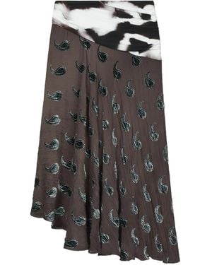 Tory Burch Paisley-Pattern Asymmetric Midi Skirt - Grey