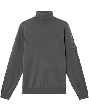 Stone Island Logo-Patch Roll-Neck Jumper - Grey
