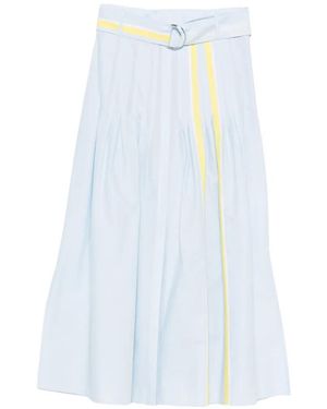 Akris Punto Belted Striped Midi Skirt - White