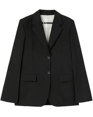 Jil Sander Single-Breasted Crepe Blazer - Black