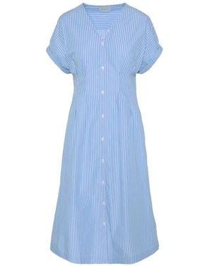 Calvin Klein Striped Button-Down Midi Dress - Blue