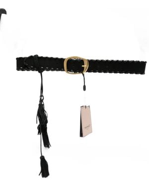 Twinset Tassel-Detail Whipstitch-Trim Belt - Black