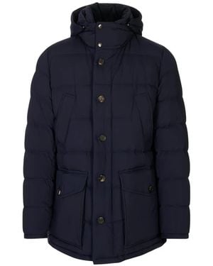 Kiton Quilted Hooded Jacket - Blue