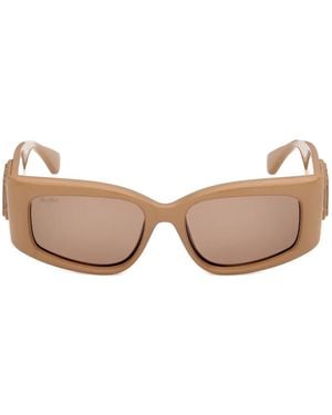 Max Mara Eyewear Logo-Plaque Rectangle-Frame Sunglasses - Pink