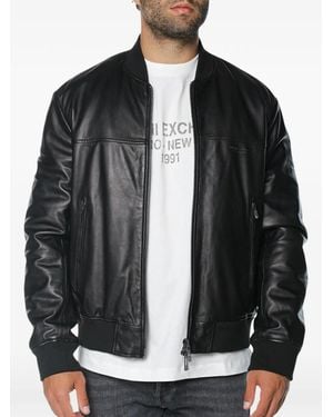 ARMANI EXCHANGE Leather Blouson Jacket - Black