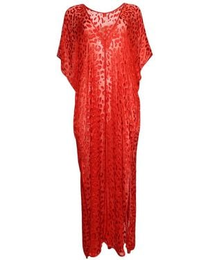 GRACE FAENA Leopard-Print Kimono - Red