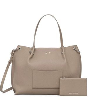 ARMANI EXCHANGE Grained-Effect Shoulder-Strap Tote Bag - Natural