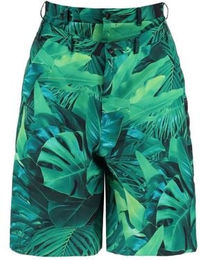 Comme des Garçons Shorts mit Blattmuster - Grün
