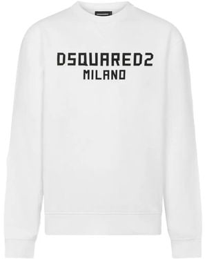 DSquared² Felpa Milano Girocollo Cool Fit - Bianco