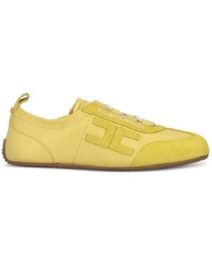 Elisabetta Franchi Low-Top Leather Sneakers - Yellow