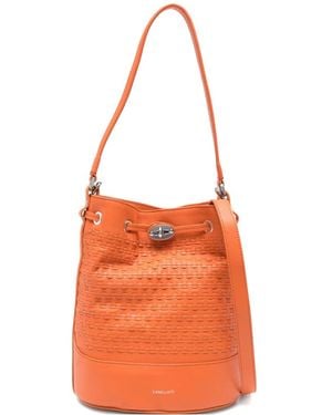 Zanellato Bolso Bombonera Monda De Piel Con Asa En La Parte Superior - Naranja