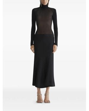 Mugler High-Neck Long-Sleeve Dress - Black