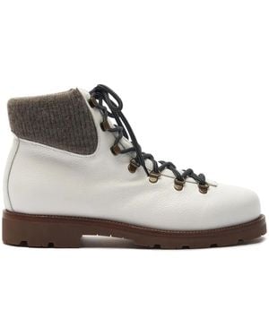 SCAROSSO Lace-Up Leather Boots - Black