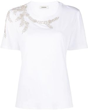 Sandro Rhinestone-Embellished T-Shirt - White