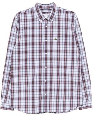 Lacoste Logo-Appliqué Plaid Shirts - Purple