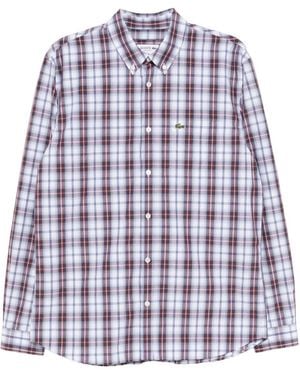 Lacoste Logo-Appliqué Plaid Shirts - Purple