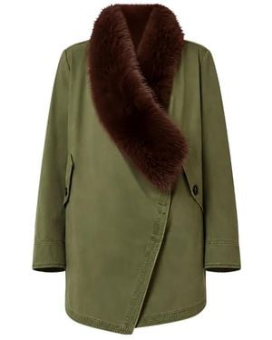 Liu Jo Faux-Fur Collar Coat - Green