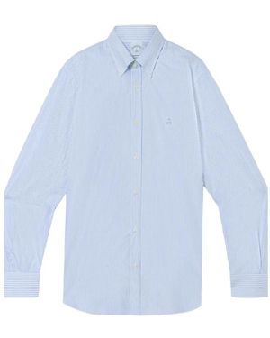 Brooks Brothers Striped Embroidered-Logo Shirt - Blue