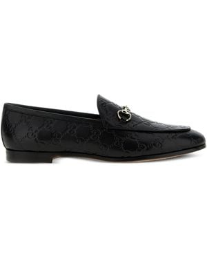Gucci Jordaan Gg Leather Loafers - Black