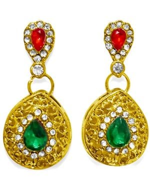 Hzmer Jewelry Roop Crystal-Embellished Drop Earrings - Yellow