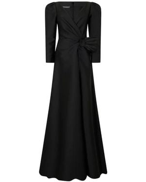 Alberta Ferretti Bow-Detail V-Neck Maxi Dress - Black