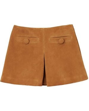 Marc Jacobs Minijupe En Daim À Plis Creux - Marron