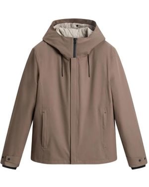 Woolrich Hooded Quilted Jacket - Brown