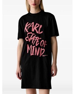 KARL LAGERFELD Slogan-Print T-Shirt Mini Dress - Black