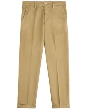 Fay Turn-Up Cuff Chinos - Natural