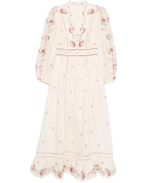 Zimmermann Long 'Patience' Peach Linen Dress - Natural