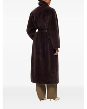 Pinko Long Faux-Fur Coat With Belt - Black