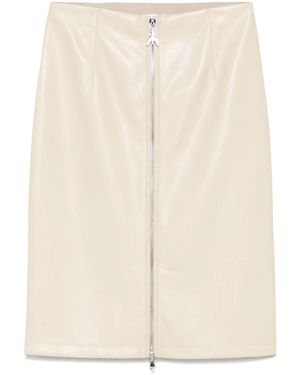 Patrizia Pepe Faux-Leather Midi Skirt - Natural