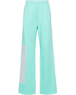 DSquared² Logo-Print Cotton Track Trousers - Blue