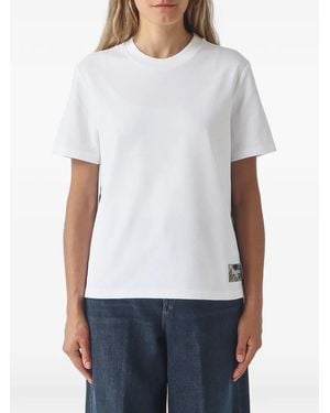 Barbour Tartan-Panel Logo-Patch T-Shirt - White