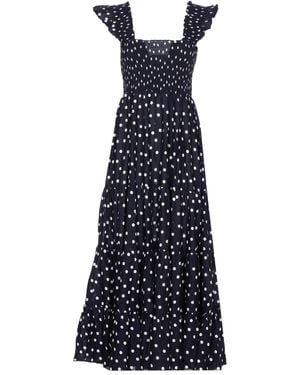 RIXO London Smocked-Bodice Dress - Blue