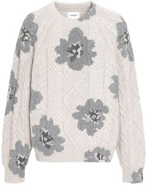 Barrie Floral-Intarsia Jumper - White