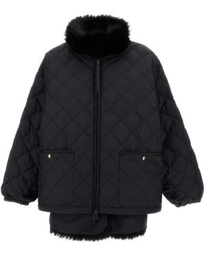 Moncler Quilted Faux-Fur Coat - Blue