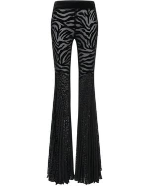 Roberto Cavalli Ray Of-Print Flared Trousers - Black