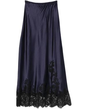 Carine Gilson Lace-Detail Silk Skirt Pajama - Blue