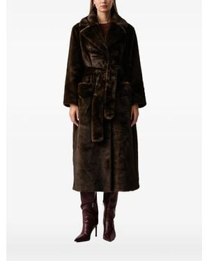 Fracomina Classic Long Sleeves Belted Coat - Black