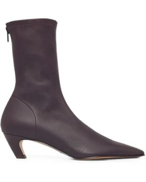KHAITE Arizona Square-Toe Ankle Boots - Purple