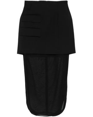 A.W.A.K.E. MODE Basque Sheer-Layer Midi Skirt - Black
