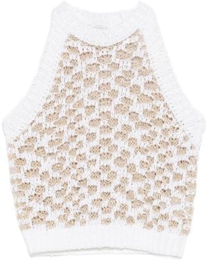 Peserico Crocheted-Construction Halterneck Top - White