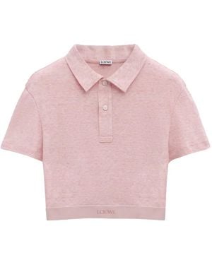 Loewe Cropped Polo Top - Pink