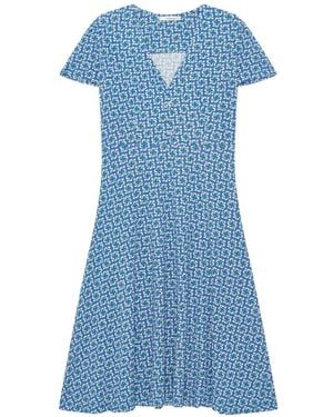 Maliparmi Geometric-Print Godet Dress - Blue