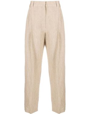 Brunello Cucinelli Cropped Linen Trousers - Natural