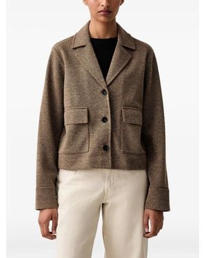 Marc O' Polo Flap-Pocket Button-Up Tweed Jacket - Brown